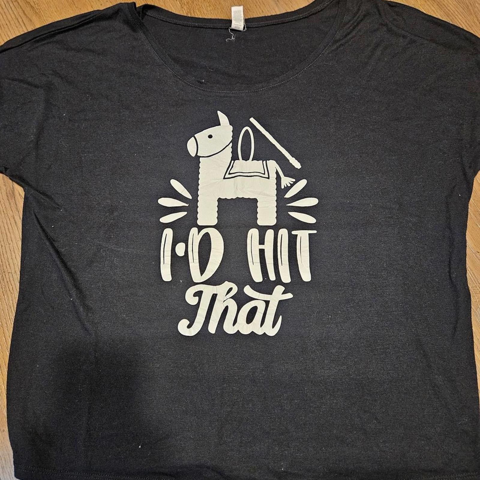 Designer Bella + Canvas 'I'd Hit That' Off-Shoulder Tee #353 Size L / US 10 / IT 46 - 3 Thumbnail