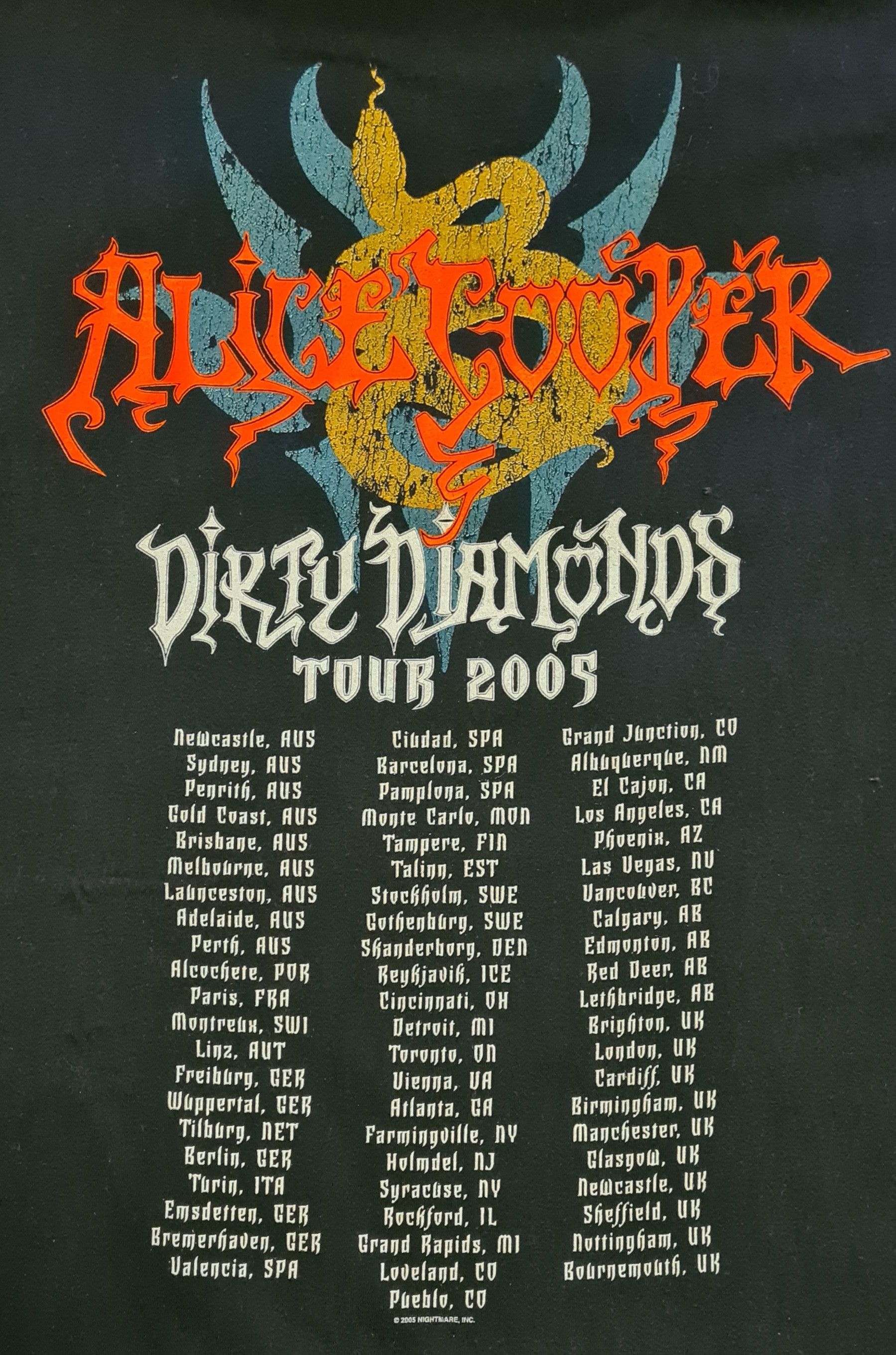 Fruit Of The Loom ALICE COOPER Dirty Diamonds Tour 2005 shirt Size US L / EU 52-54 / 3 - 4 Thumbnail