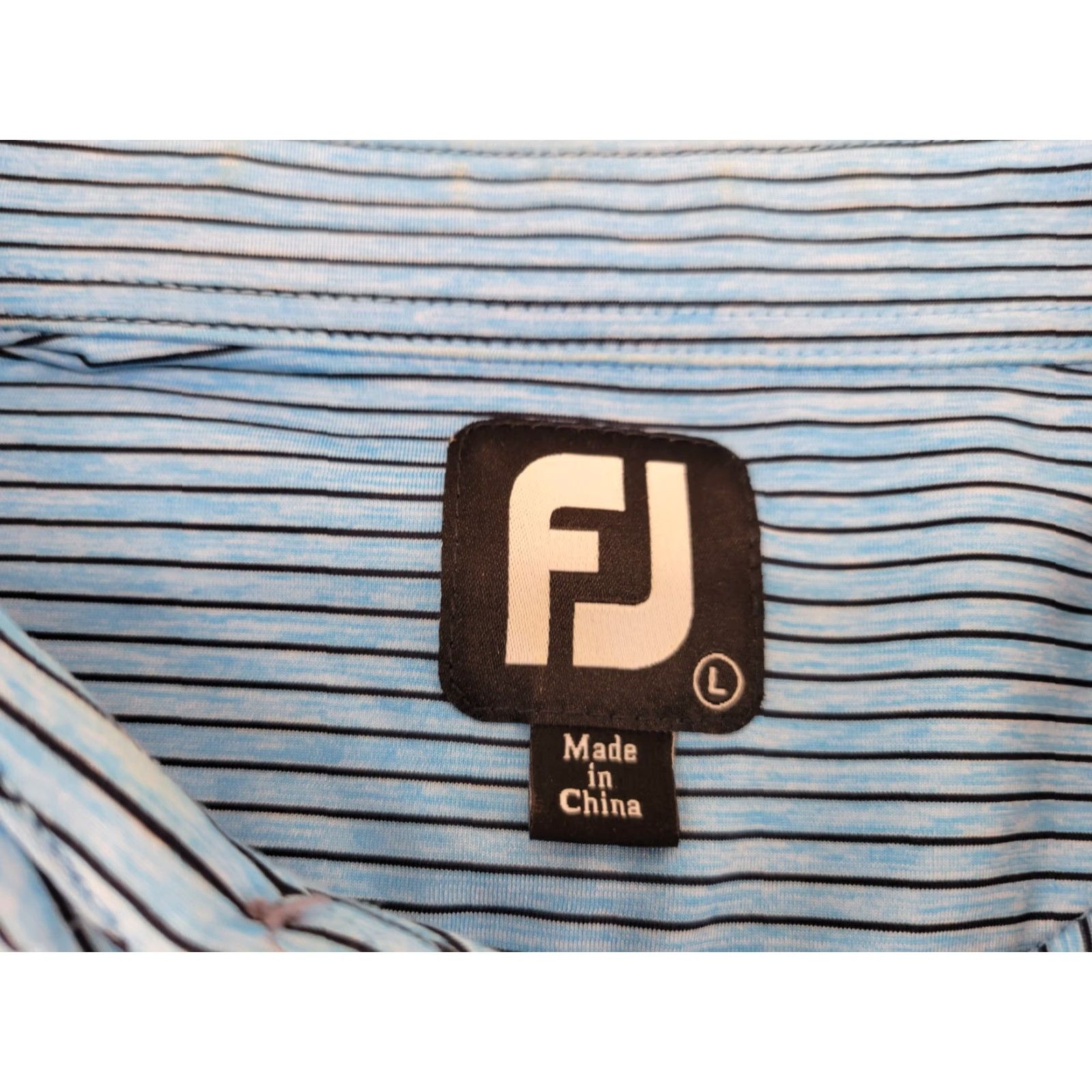 Footjoy FootJoy Mens Polo Blue Black Stripe FJ Performance Short Sleeve Golf Shirt Large Size US L / EU 52-54 / 3 - 8 Thumbnail