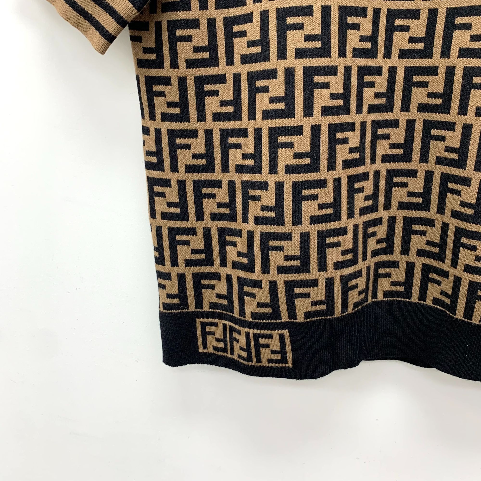 Fendi Fendi Roma Dark Brown & Black Logo Full Print Short-Sleeve K Size L / US 10 / IT 46 - 6 Thumbnail