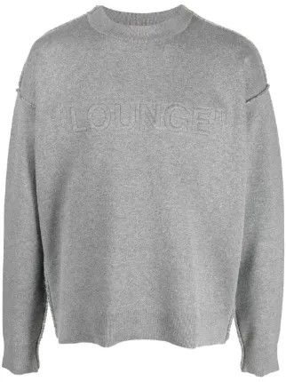 Off-White o1gr1nt0125 Lounge Quote Knit Crewneck Sweater Medium Grey Size US L / EU 52-54 / 3 - 1 Thumbnail