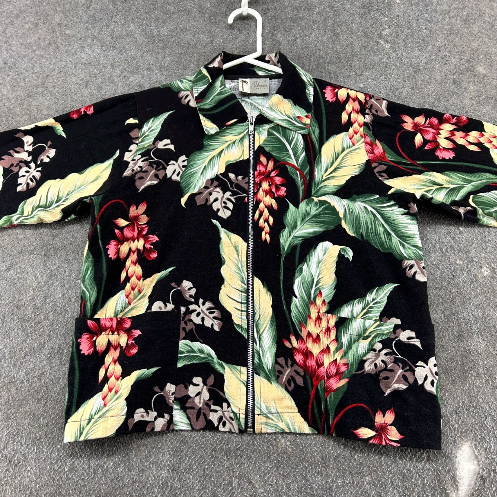 Vintage VINTAGE Ohana Classics Jacket Womens M Black Floral Full Zip Lightweight Cotton Blend Rayon Size M / US 6-8 / IT 42-44 - 4 Thumbnail