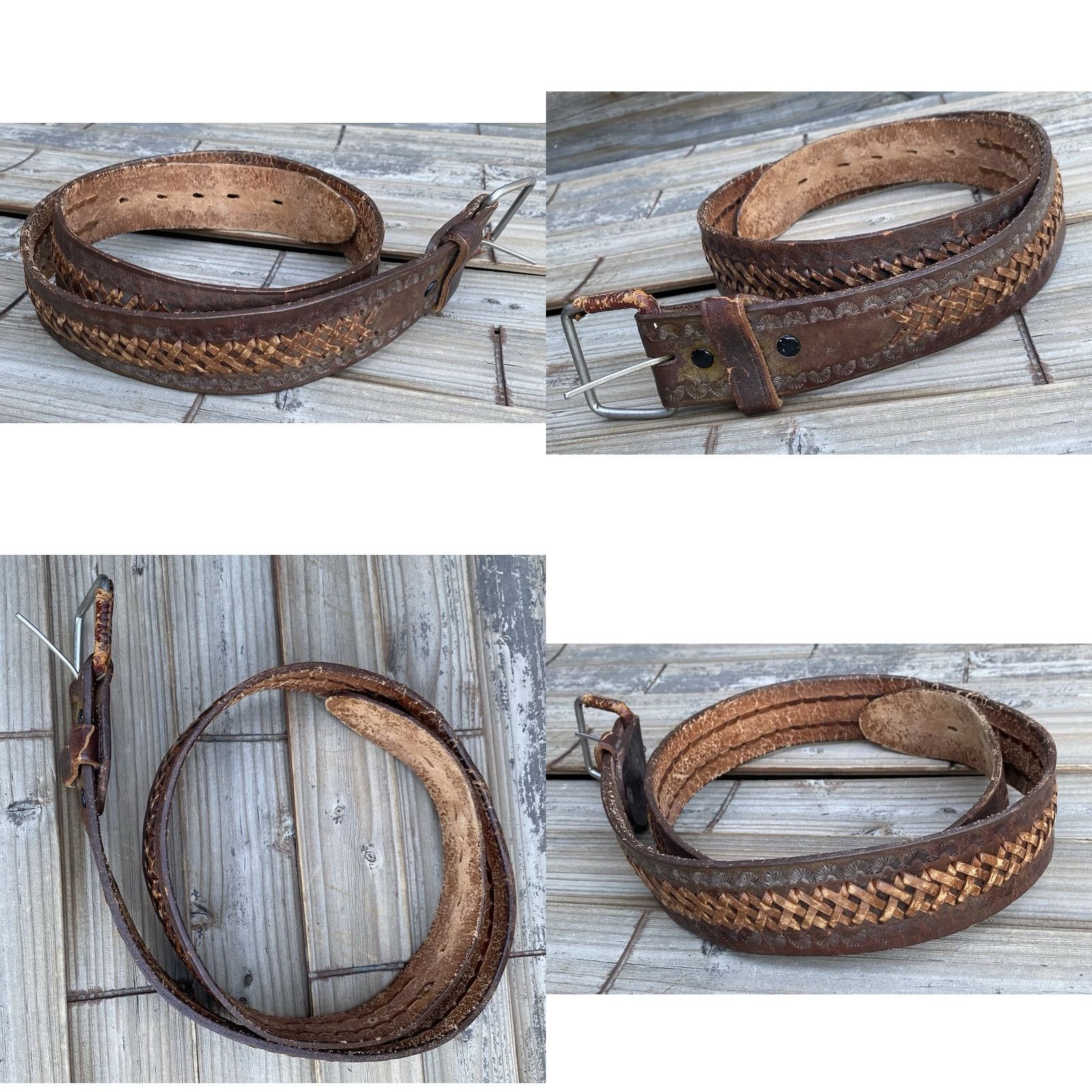 Vintage VINTAGE Hand-Tooled Leather Belt 60s 70s Size 40 Brown Unbranded Western Rockabilly Size ONE SIZE - 8 Thumbnail