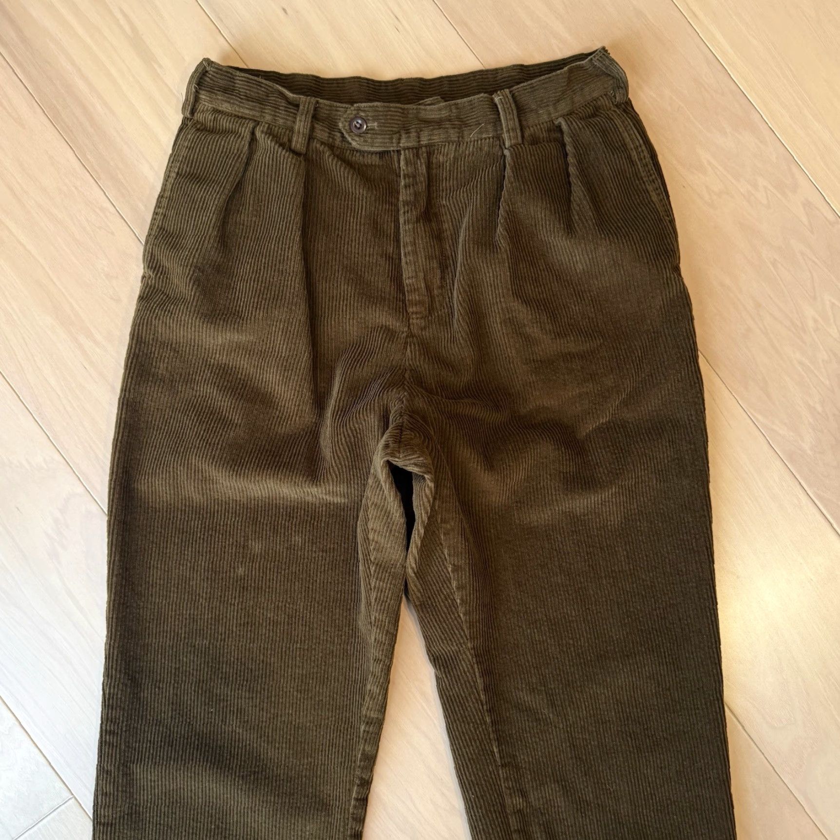 Vintage Non Stock MFG Corduroy Pants 31 Brown Casual Pants Men Regular 31x28 Cotton Front Flat 5-Pocket Denim Style 90s Hipster Vintage: No Size US 31 - 3 Thumbnail