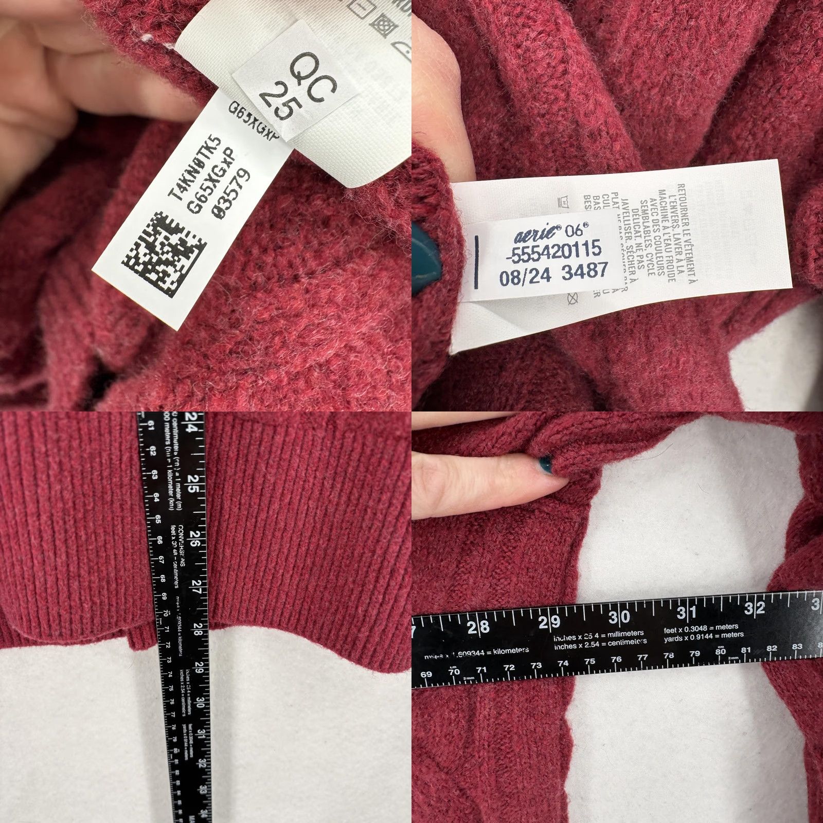 Vintage Aerie unREAL Women’s XXL Cable Knit Crewneck Pullover Sweater Red NWT Cozy Knit Shirt/Sweater Casual Womens Size XXL / US 16-18 / IT 52-54 - 8 Thumbnail