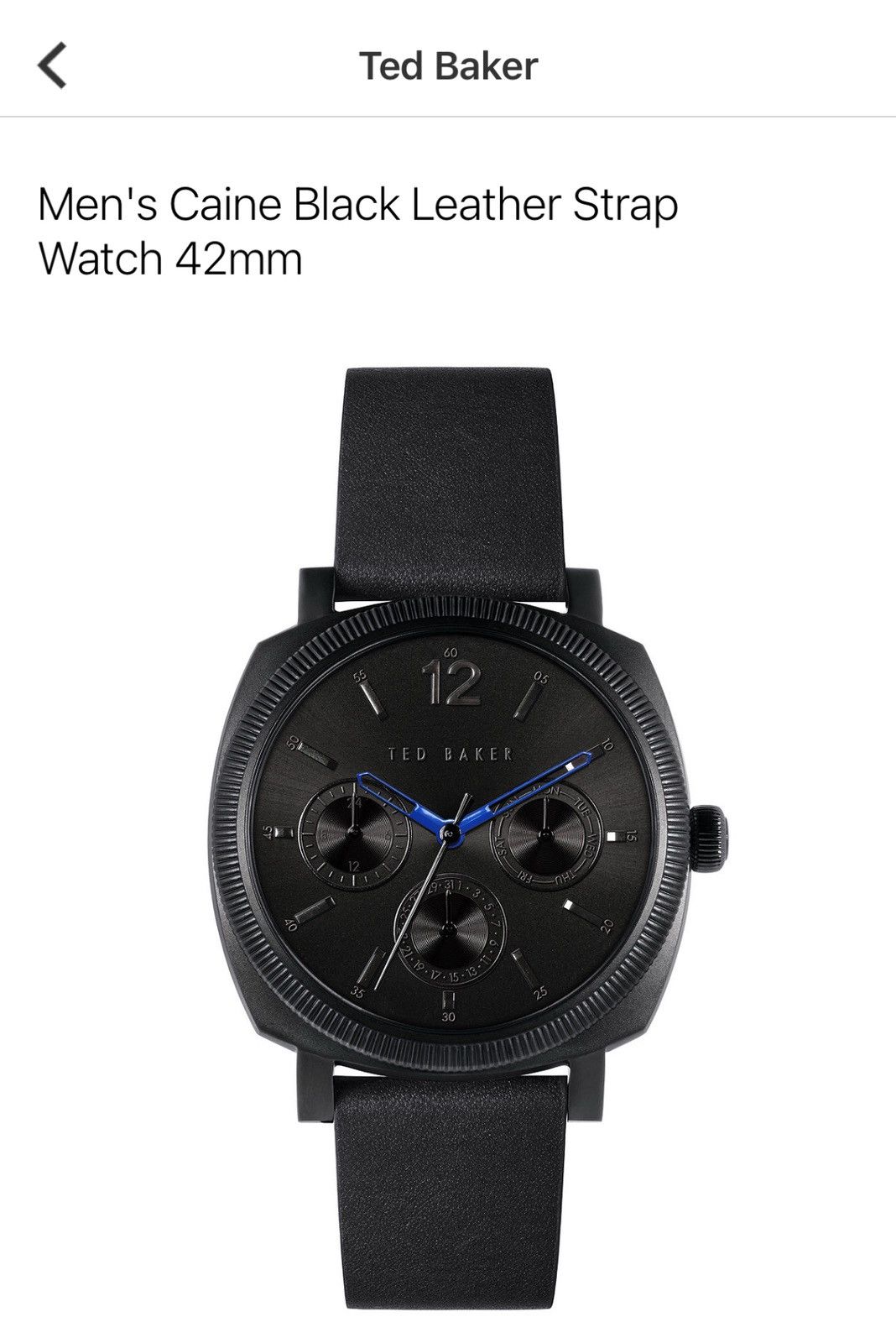 Ted Baker MenS Caine Black Leather Strap Watch 42Mm, Men's
