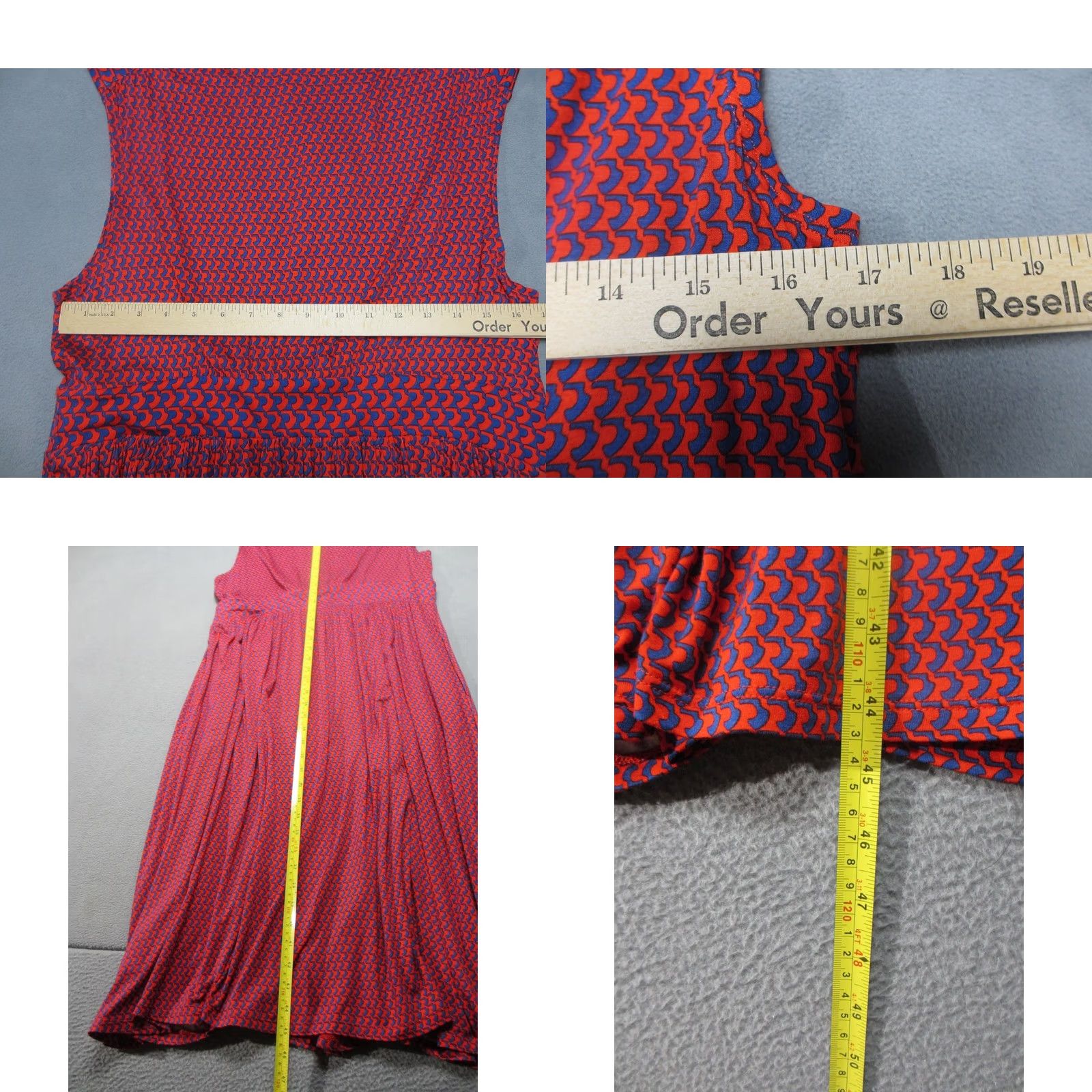 Boden Boden Dress Womens 14R Red Blue Arc Geometric Midi Thea Sleeveless Cocktail Party Dress Size XL / US 12-14 / IT 48-50 - 9 Thumbnail
