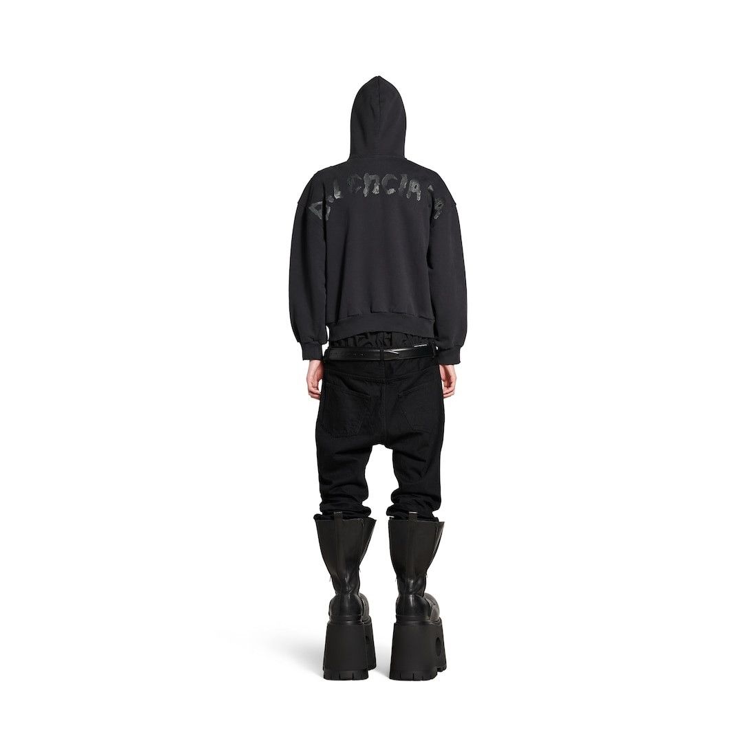 Balenciaga o1bcso1str0426 Painted Zip-up Hoodie Regular Fit in Black Size M / US 6-8 / IT 42-44 - 4 Thumbnail