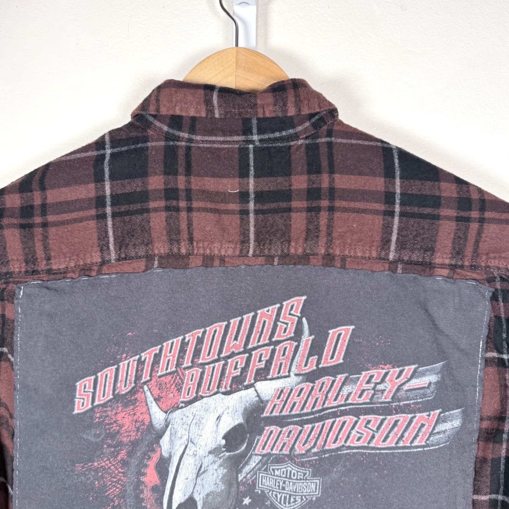 Harley Davidson Harley-Davidson Shirt Mens Large Maroon Black Plaid Flannel Buffalo Shirt Size US L / EU 52-54 / 3 - 5 Thumbnail