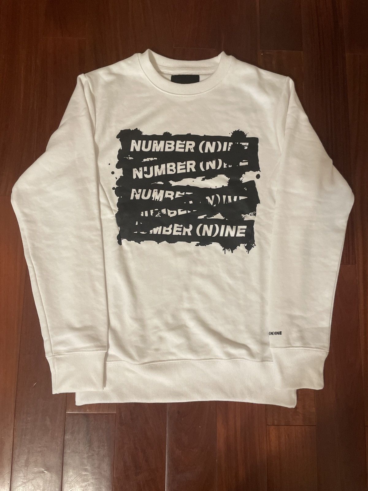 image of Number N Ine Number (N)Ine Logo Long Sleeve T-Shirt in White, Men's (Size Large)