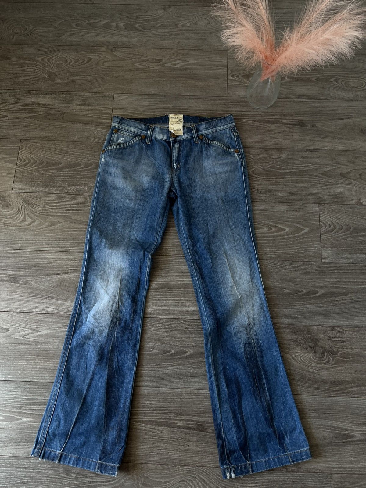 Designer ‼️Take Two 1st Grade HandMade Crafted Print Flared Jeans‼️ Size US 33 - 2 Thumbnail