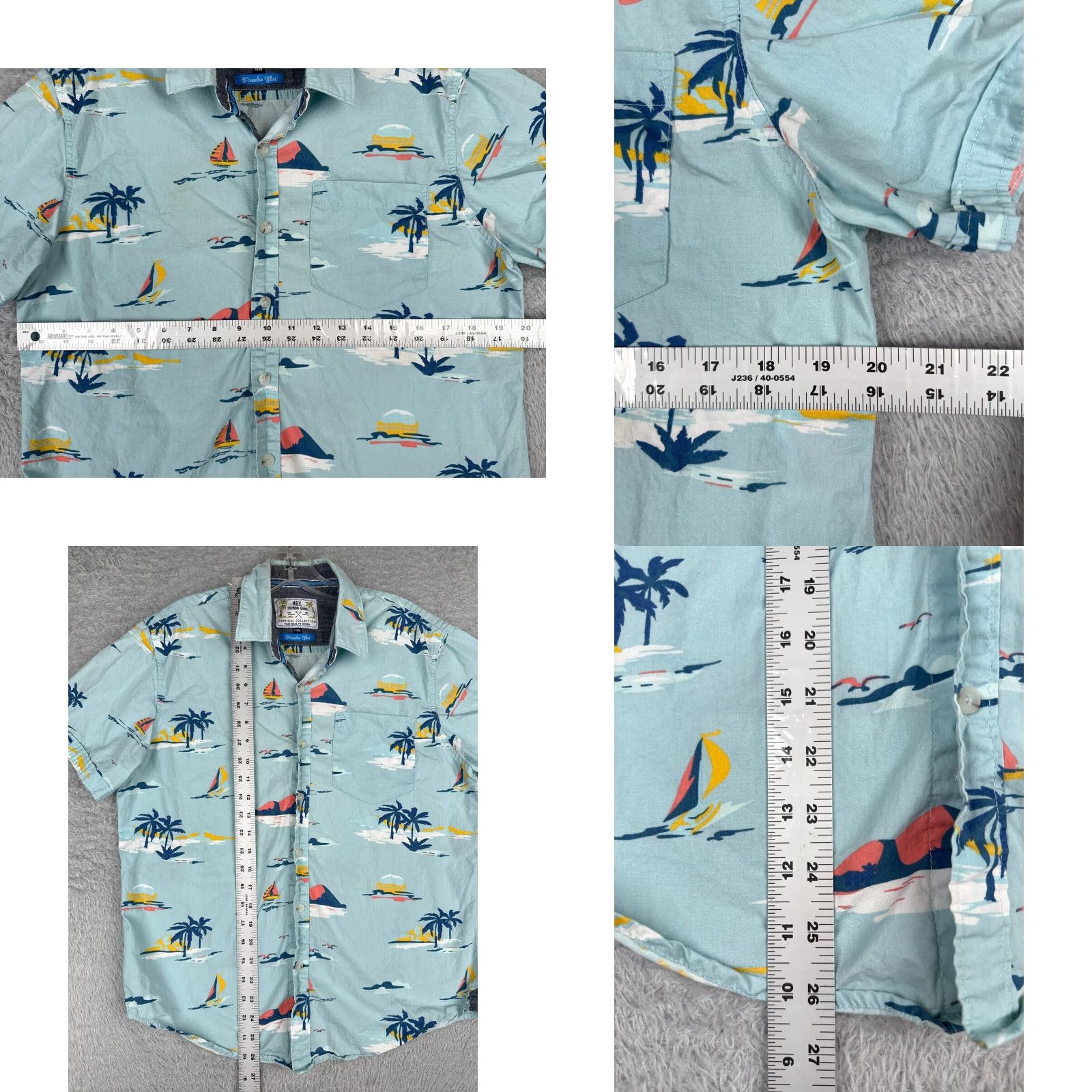 Vintage MBX Premium Goods Shirt Men Medium Blue Palm Tree Sailboat Hawaiian 100% Cotton Shirt Men Medium Blue Palm Tree Hawaiian 100% Cotton Size US M / EU 48-50 / 2 - 8 Thumbnail