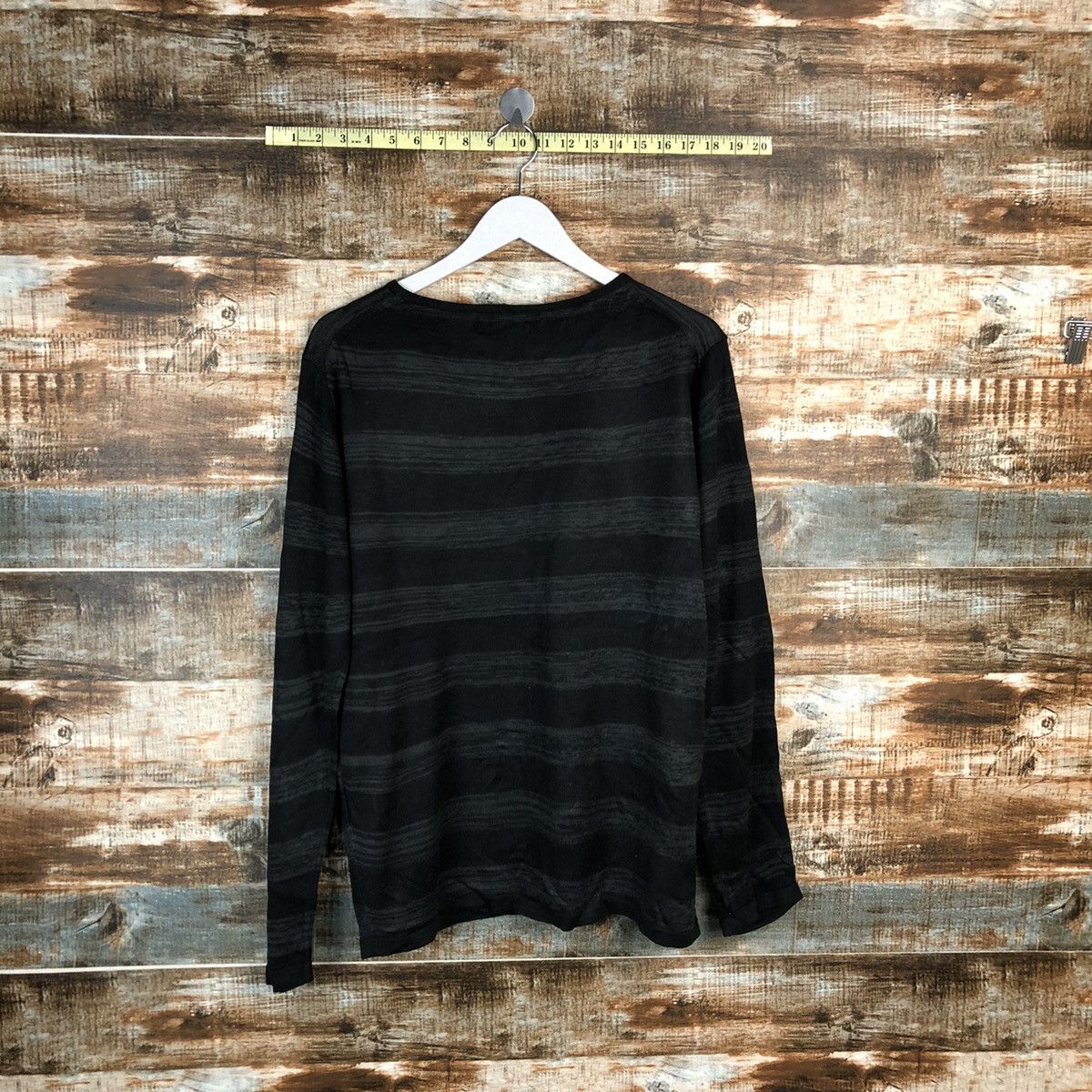 Japanese Brand Rush Hour Stripe Black knitwear long sleeve #A1595 Size US L / EU 52-54 / 3 - 12 Thumbnail