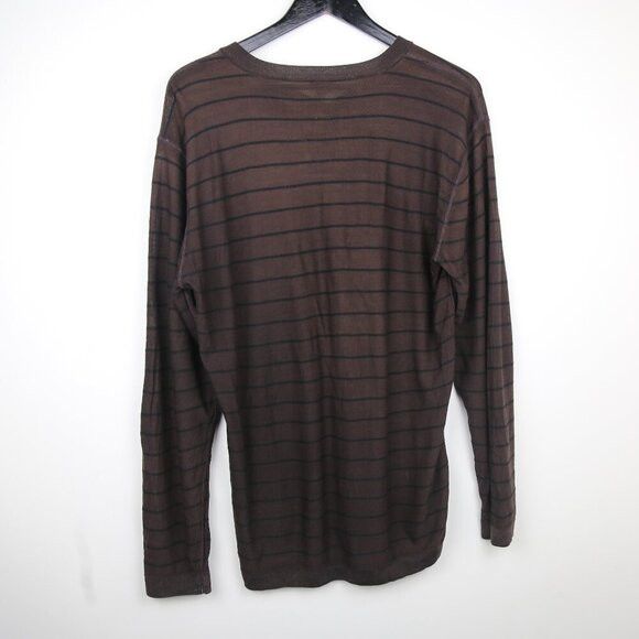 Armani Collezioni Armani Collezioni Wool V-Neck Striped Long Sleeve Knit Shirt Size US XXL / EU 58 / 5 - 3 Thumbnail