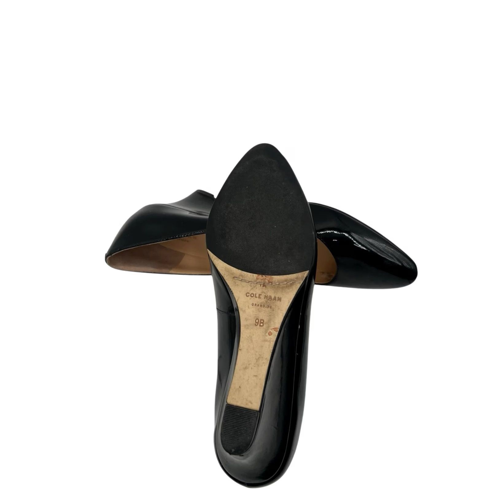 Cole Haan Cole Haan Women's Patent Leather Black Bethany Wedge Heels Sz 9 B Medium Cushioned Leather Lining Slip On Closed Toe Classic Logo Heel Women Size US 9 / IT 39 - 6 Thumbnail