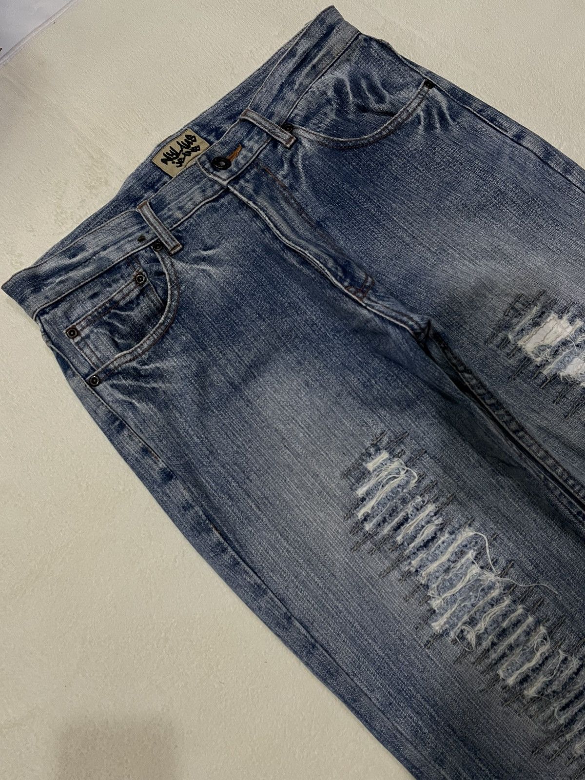 Japanese Brand Vintage Nylaus Jeans Distress Ripped Faded Denim Size US 32 / EU 48 - 6 Thumbnail