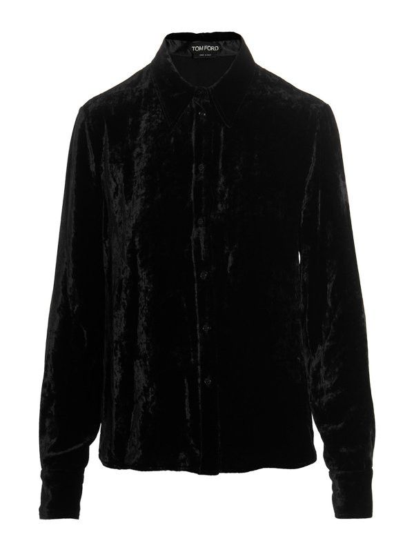 Tom Ford o1y0226 Velvet Shirt in Black Size S / US 4 / IT 40 - 1 Thumbnail