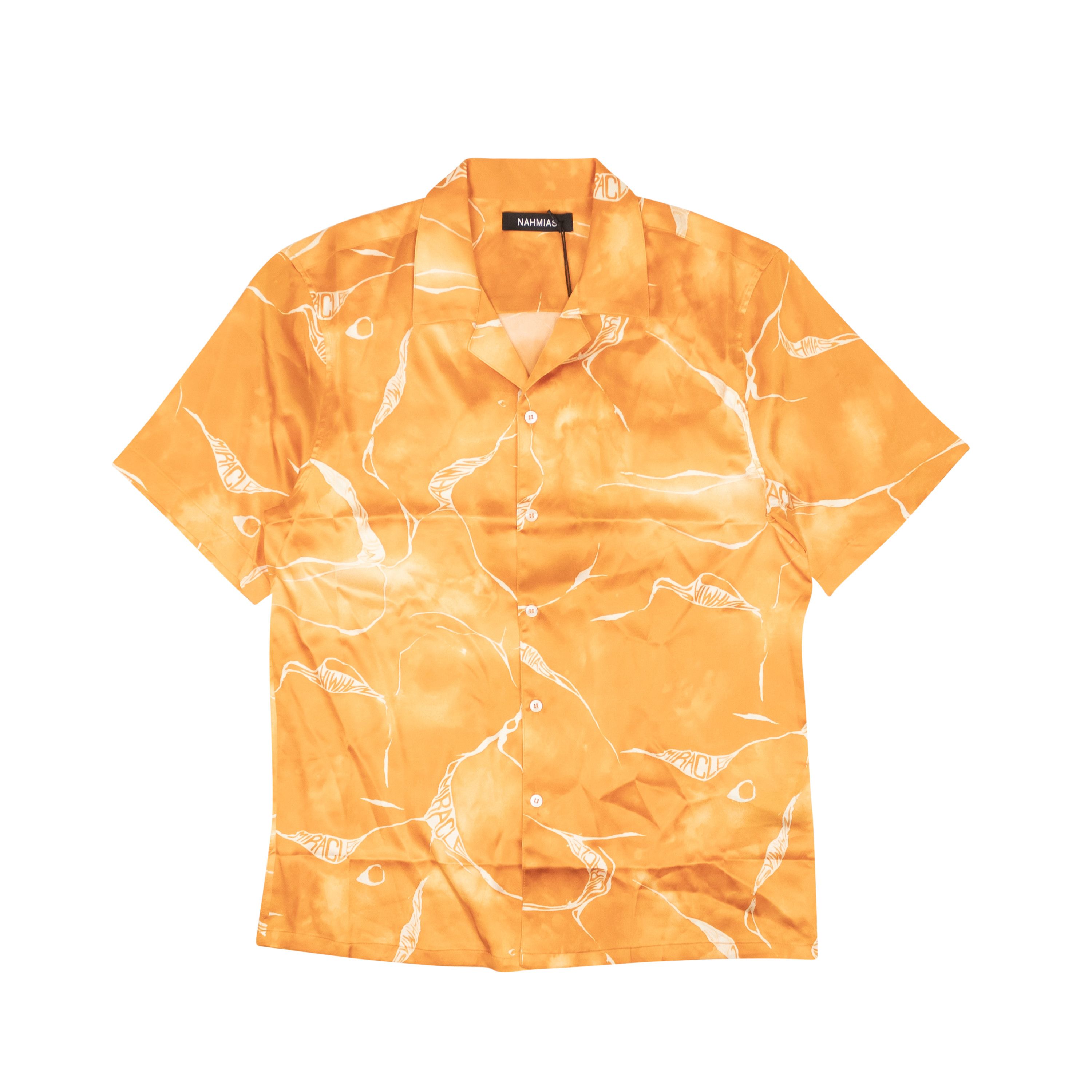 Image of Nahmias Orange Miracle Tie Dye Silk Button Down Shirt Size Xxl, Men's