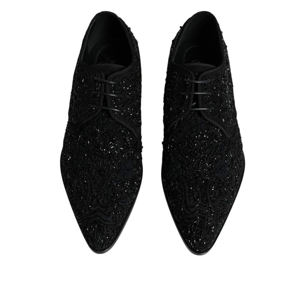 Dolce & Gabbana Dolce & Gabbana Black Embellished Suede Derby Formal Shoes Size US 12 / EU 45 - 3 Thumbnail