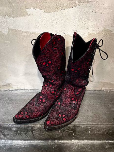 Number (N)ine Number (N)ine 05SS Skull Spider Pointed-Toe Long Boots Size US 6 / EU 39 - 3 Thumbnail