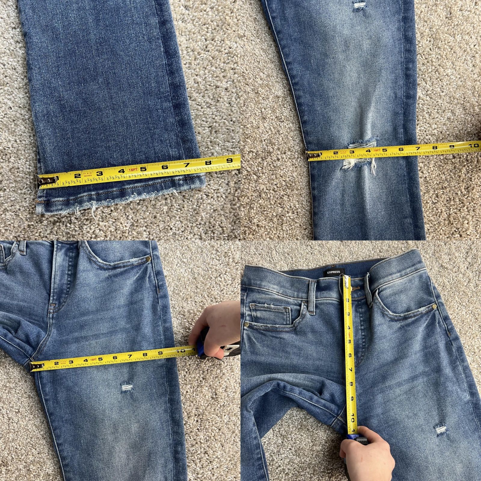 Express Express Skyscraper Bootcut Jeans Womens 6R Medium Wash Mid Rise Distressed Denim Size 28" / US 6 / IT 42 - 9 Thumbnail