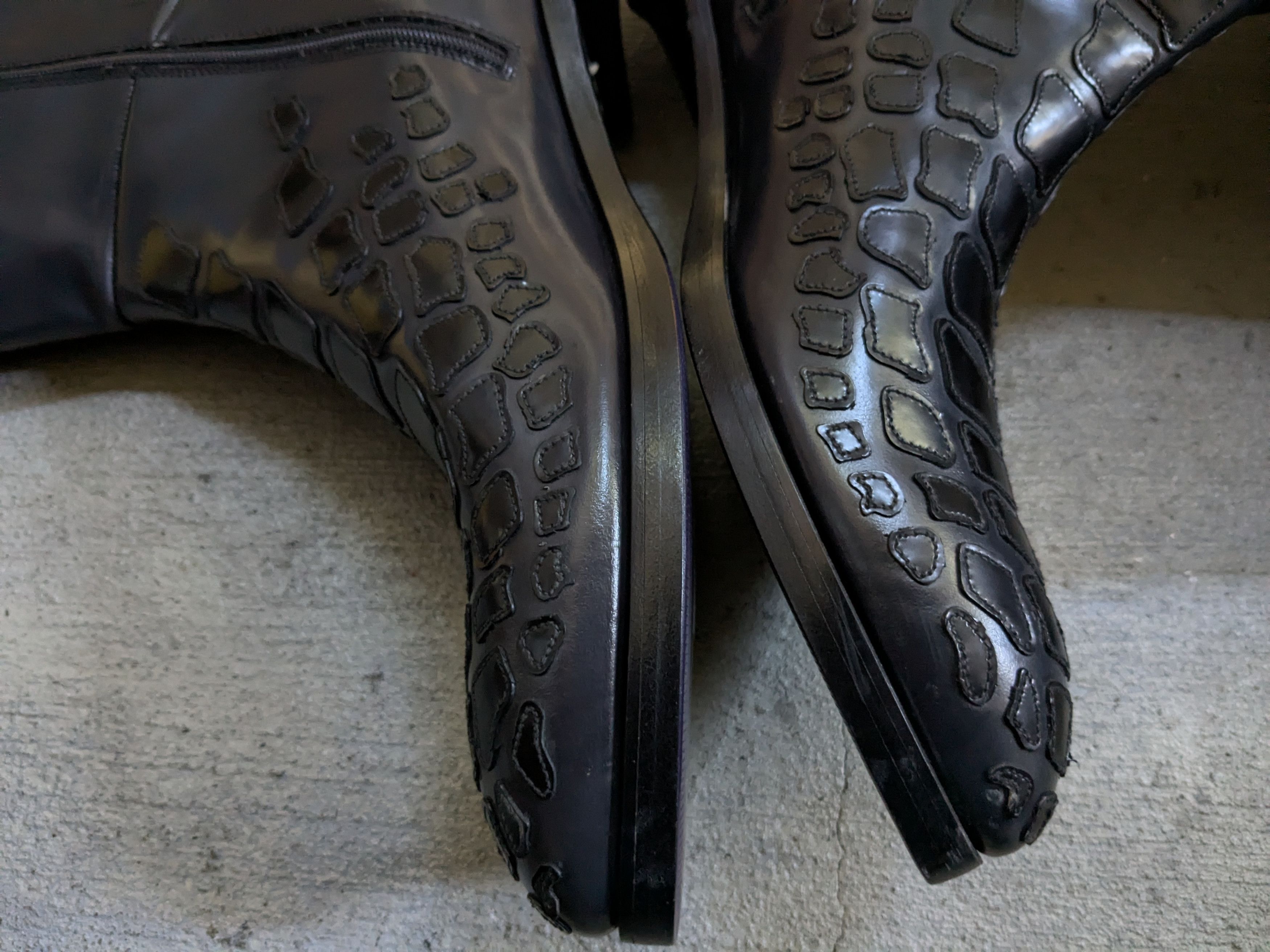 Prada Prada Boots Black Gray Leather 10.5 Side Zip Skeleton Size US 10.5 / EU 43-44 - 9 Thumbnail