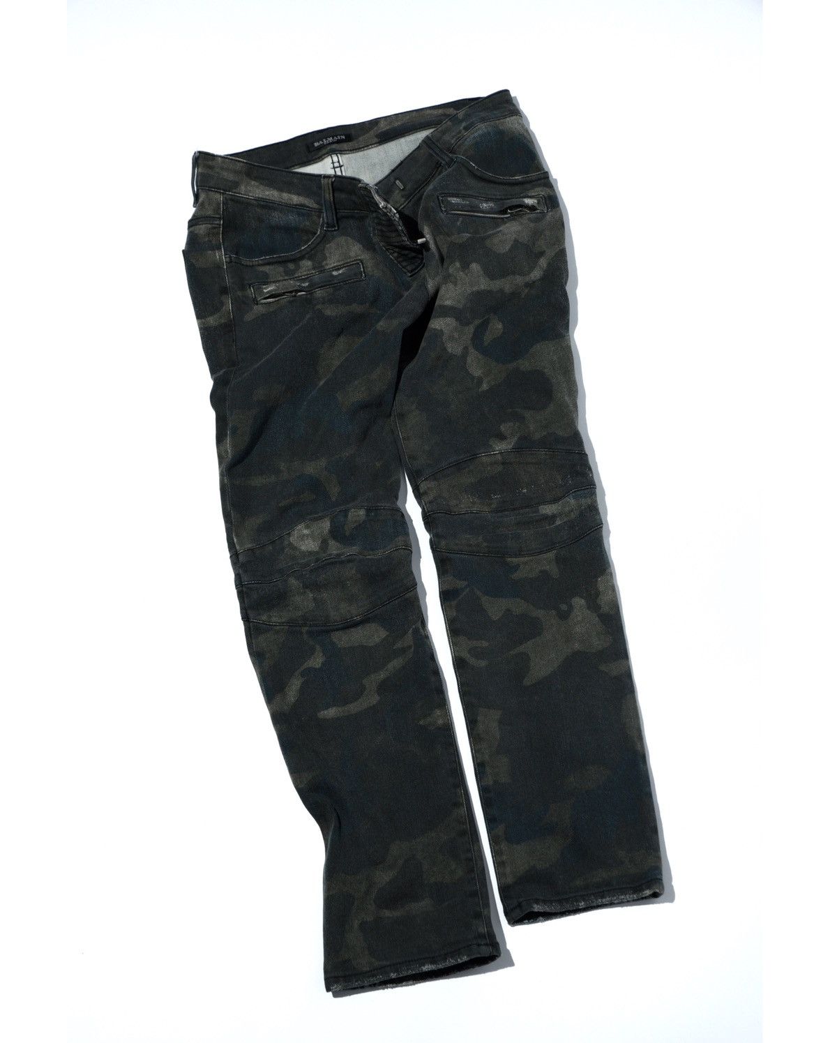 Balmain Balmain SS10 Skinny Low Waist Camo Biker Jeans by Decarnin Size US 30 / EU 46 - 2 Thumbnail