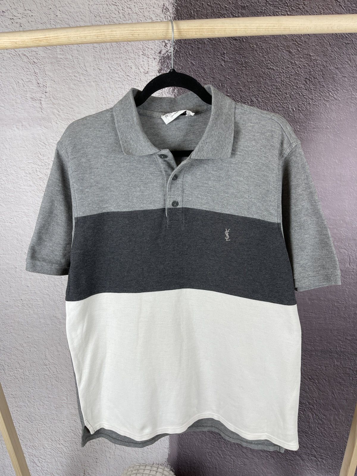 Vintage Yves Saint Laurent triple colour blocked polo tee shirt Size US L / EU 52-54 / 3 - 2 Thumbnail