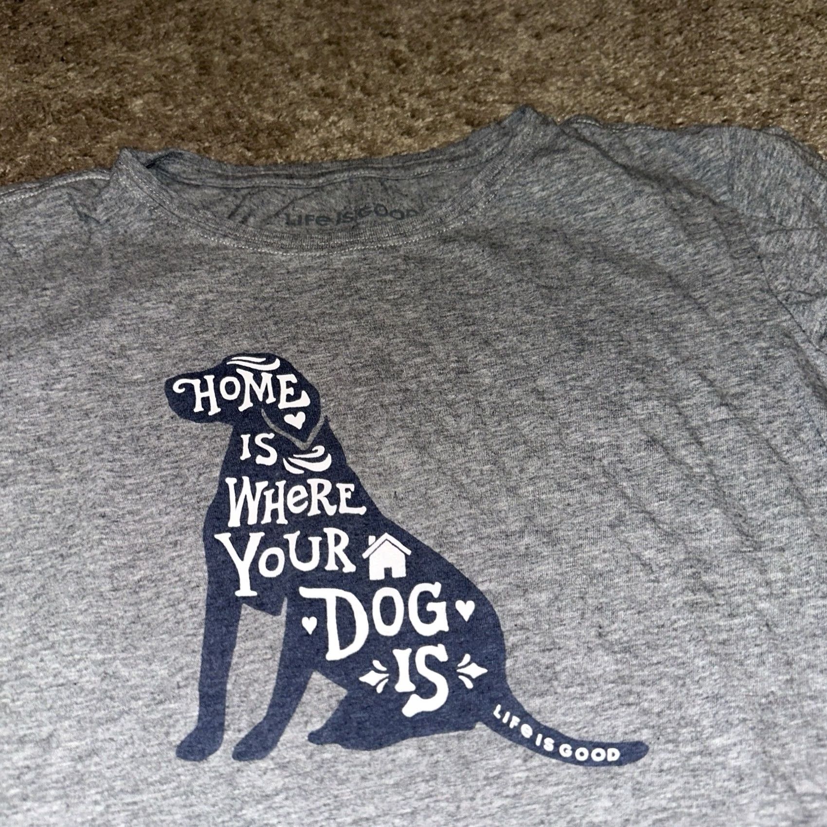 Life is Good Life is Good Crusher Tee Womens Small Dog Graphic Print Short Sleeve Gray Size 28" / US 6 / IT 42 - 3 Thumbnail