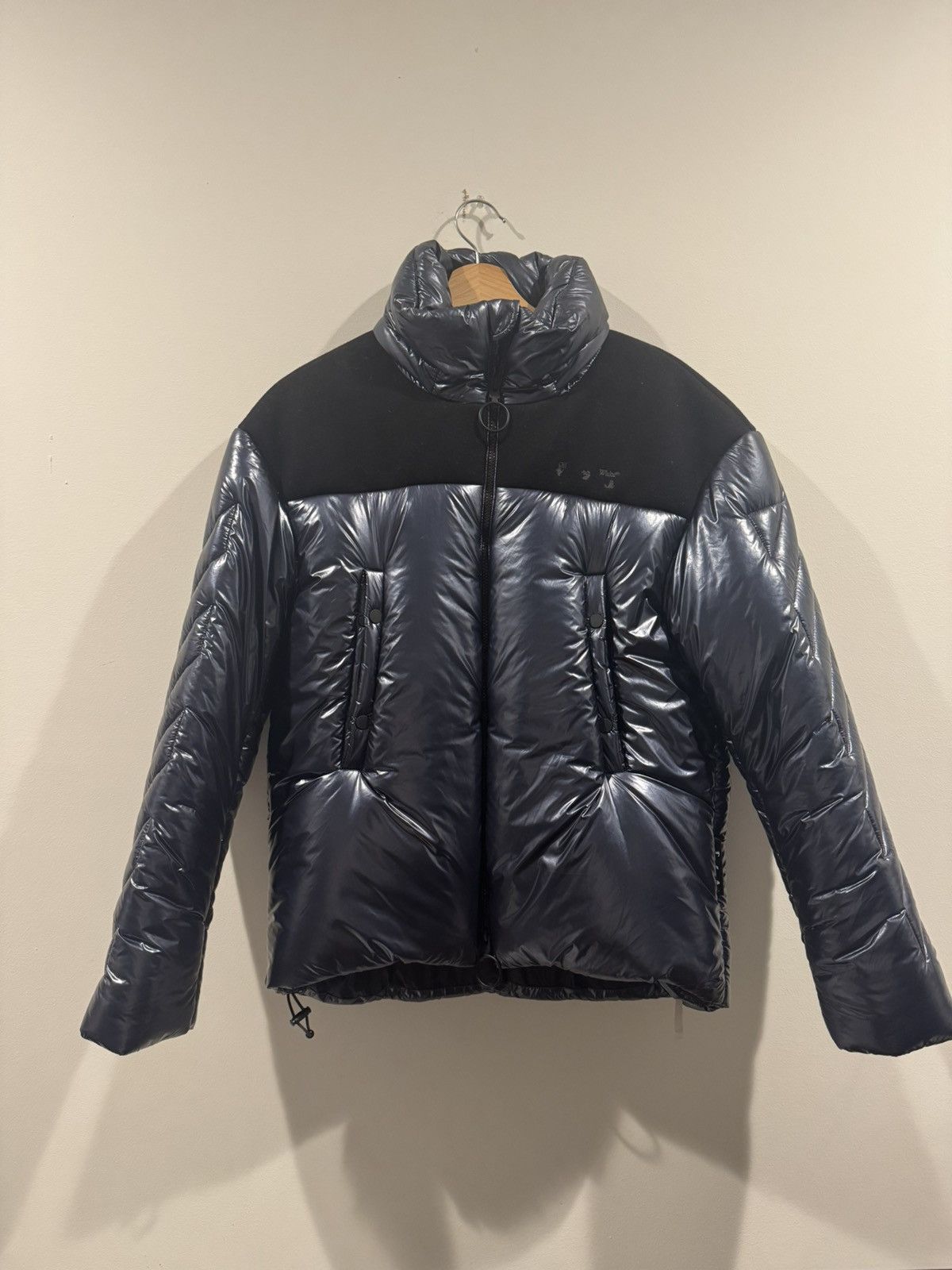 Off-White Off-White Metallic Puffer Jacket - Blue/Silver/Black - Small Size US S / EU 44-46 / 1 - 1 Thumbnail