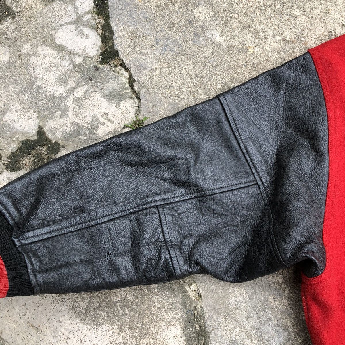 Japanese Brand 🔥Grailed🔥🇯🇵Posh Boy Sleeves Leather Wool Heavy Varsity Jacket Size US XL / EU 56 / 4 - 14 Thumbnail