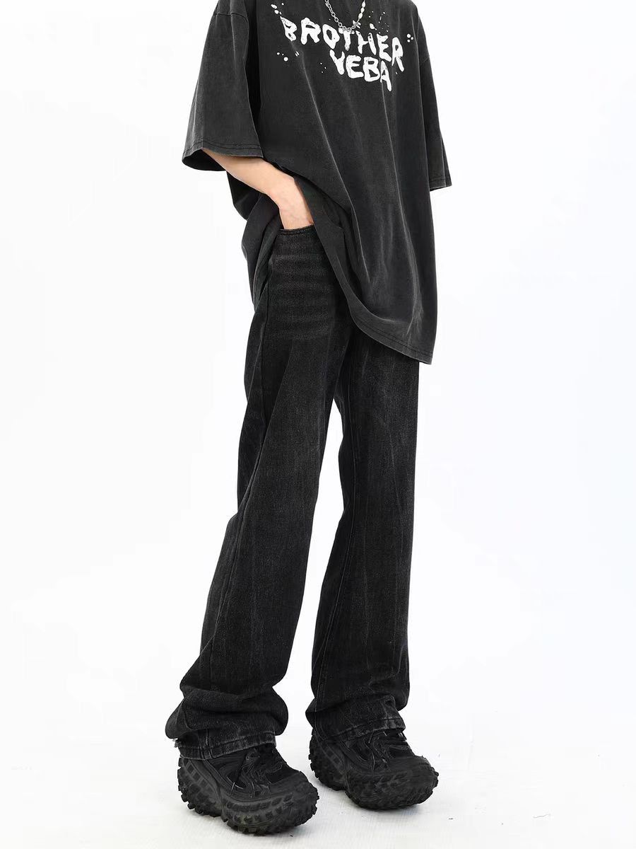 Japanese Brand × Jean Vintage washed and worn black ripped micro flare jeans Size US 34 / EU 50 - 1 Thumbnail