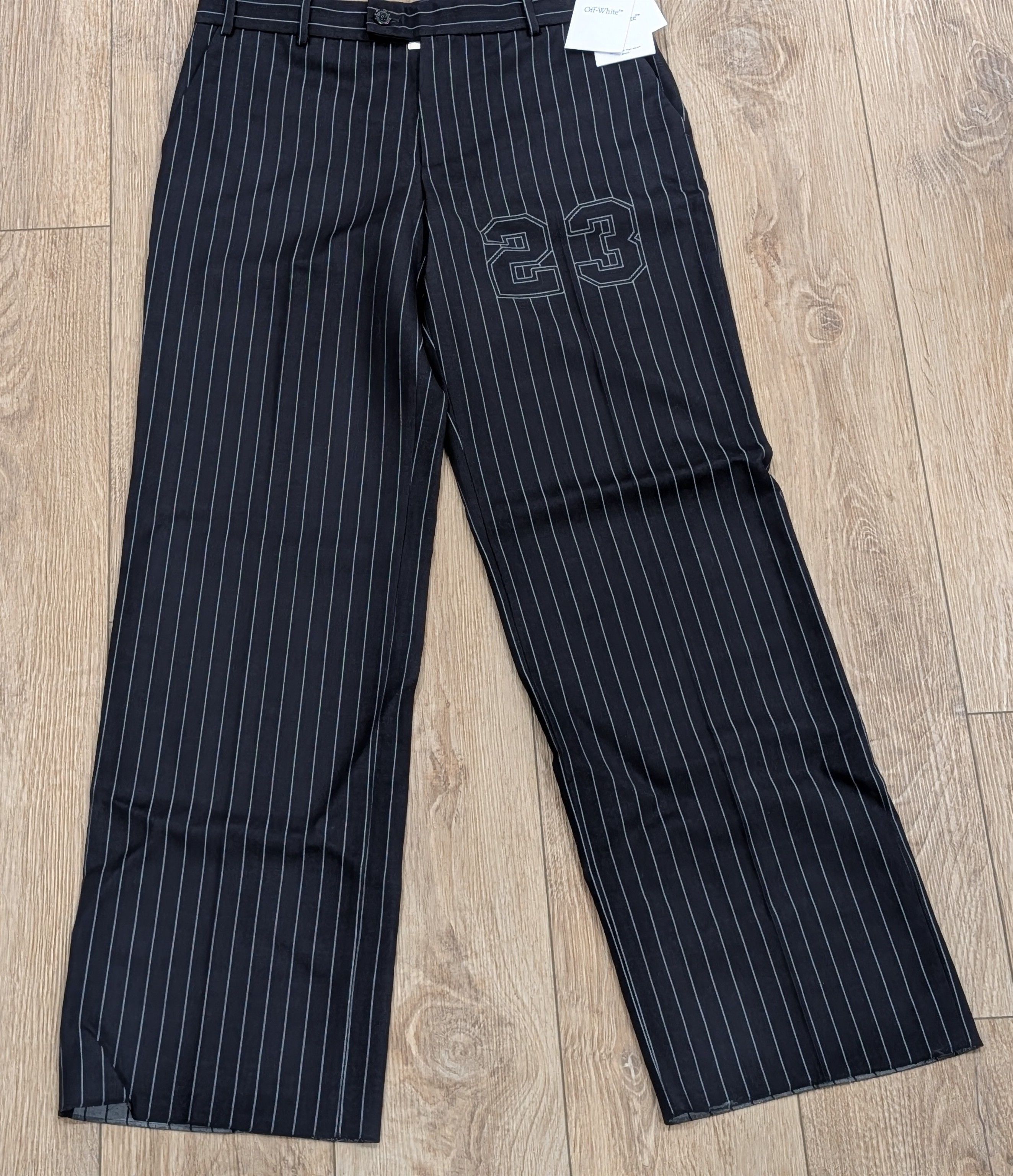 Off-White OFF-WHITE Buffalo Pinstripe Slim Wool Suit Pants 50 US 34 Size US 34 / EU 50 - 1 Thumbnail