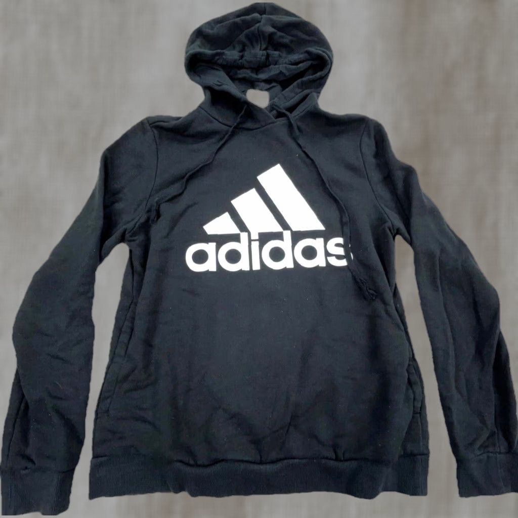 Adidas Adidas Hoodie Women Medium Black White Sweatshirt Spell Out Pullover Size M / US 6-8 / IT 42-44 - 1 Thumbnail