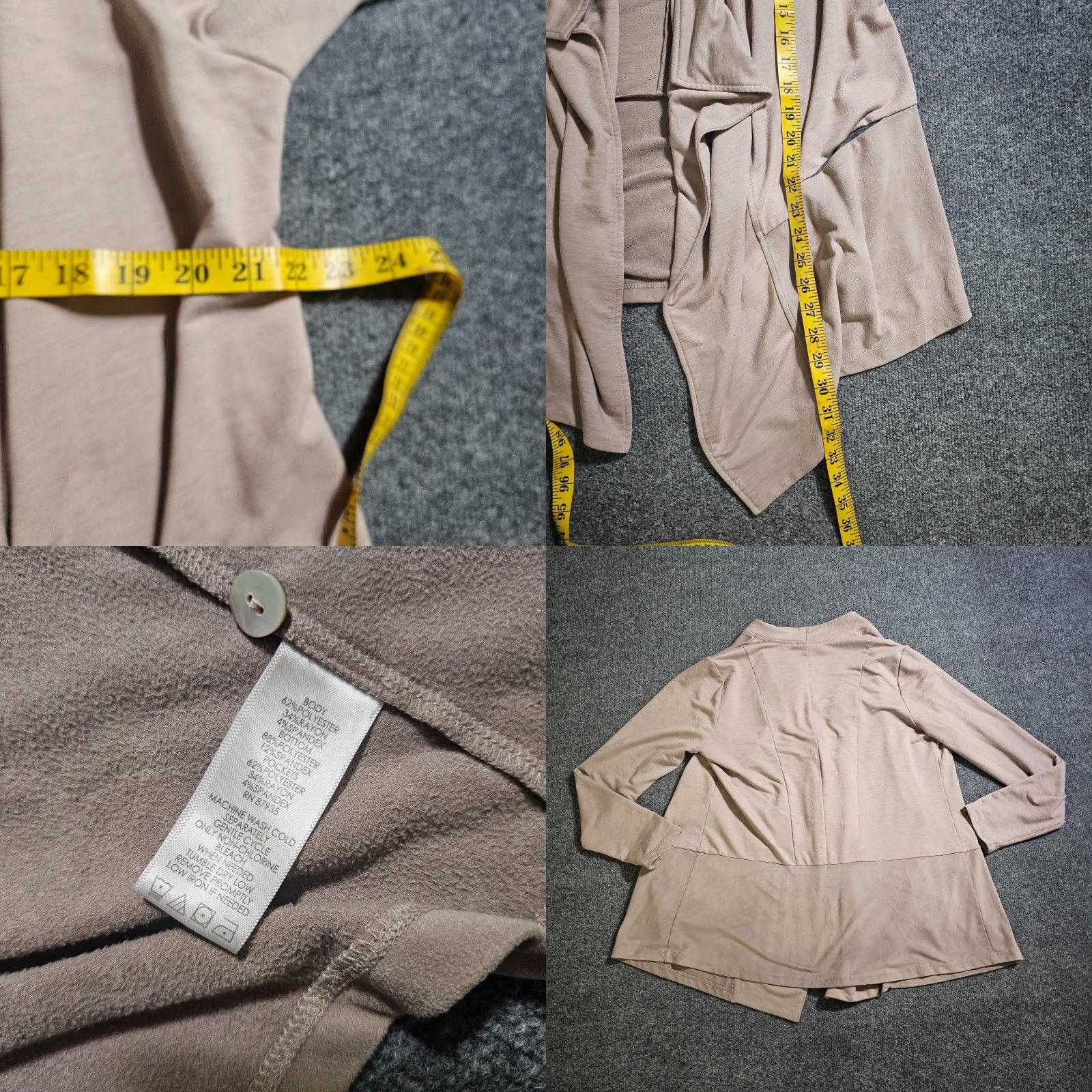 Vintage LOGO By Lori Goldstein Cardigan Womens Medium Beige Tan Open Long Sleeve Pockets Size M / US 6-8 / IT 42-44 - 8 Thumbnail