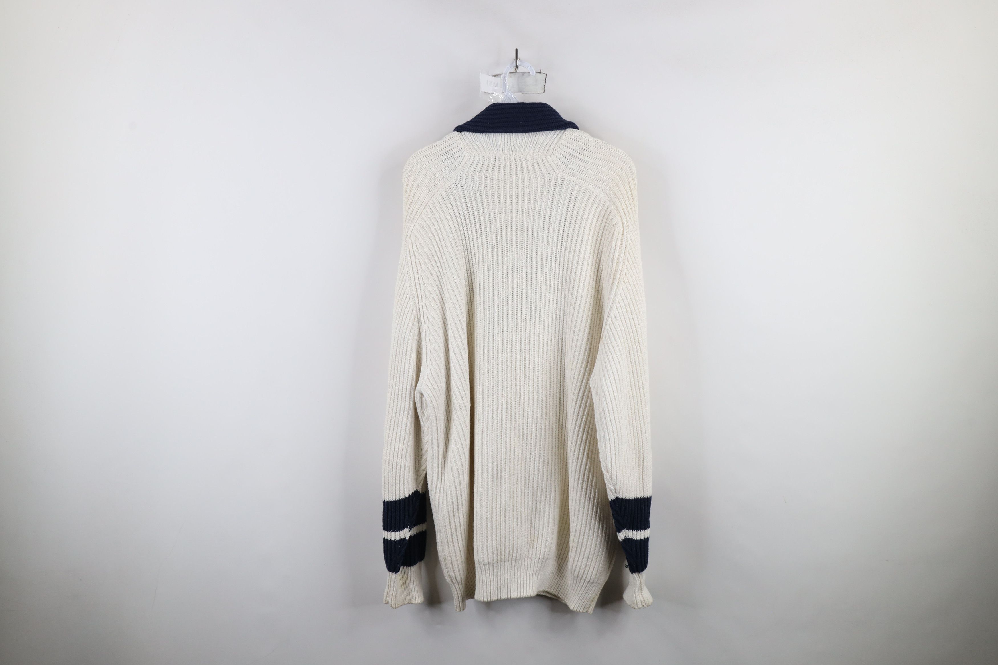Nautica × Vintage Vintage 90s Nautica Ribbed Knit Shawl Cardigan Sweater Size US L / EU 52-54 / 3 - 13 Thumbnail
