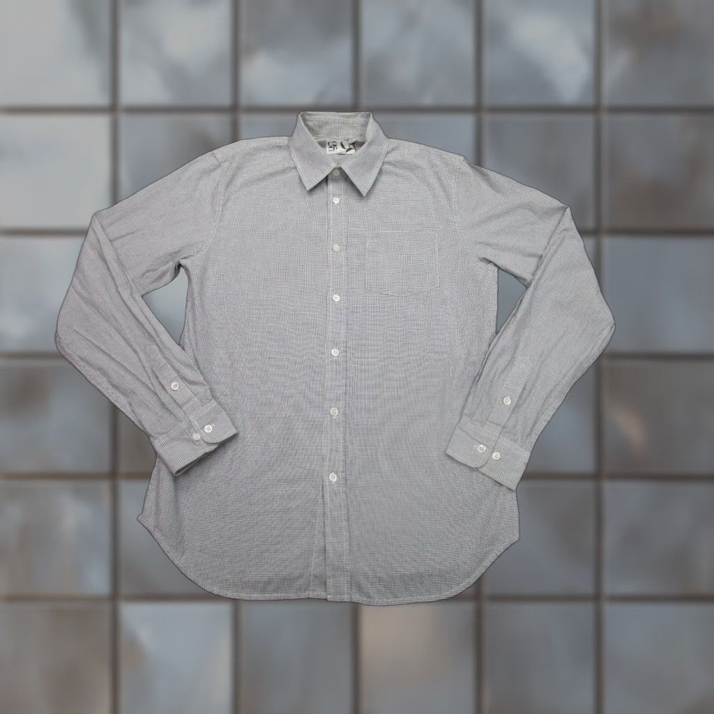 CO Barneys New York Mens Gray Checkered Button Up Shirt Large Long Sleeve Cotton Size US L / EU 52-54 / 3 - 1 Thumbnail