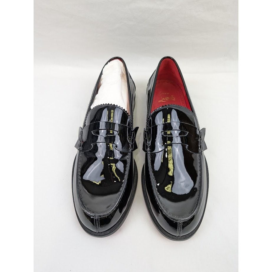 Christian Louboutin o1rshd1 Patent No Penny Flat Shoes in Black/Silver Size US 8.5 / EU 41-42 - 15 Thumbnail