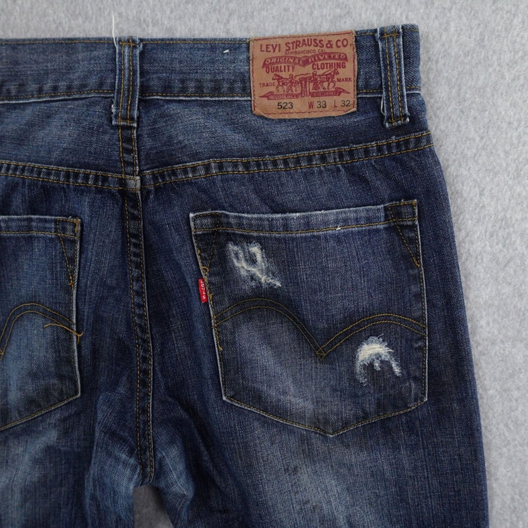 Levi's VINTAGE Levi's Jeans 523 Mens 30 (30X30) Straight Denim Blue Distressed Jeans Mens Size US 30 / EU 46 - 7 Thumbnail