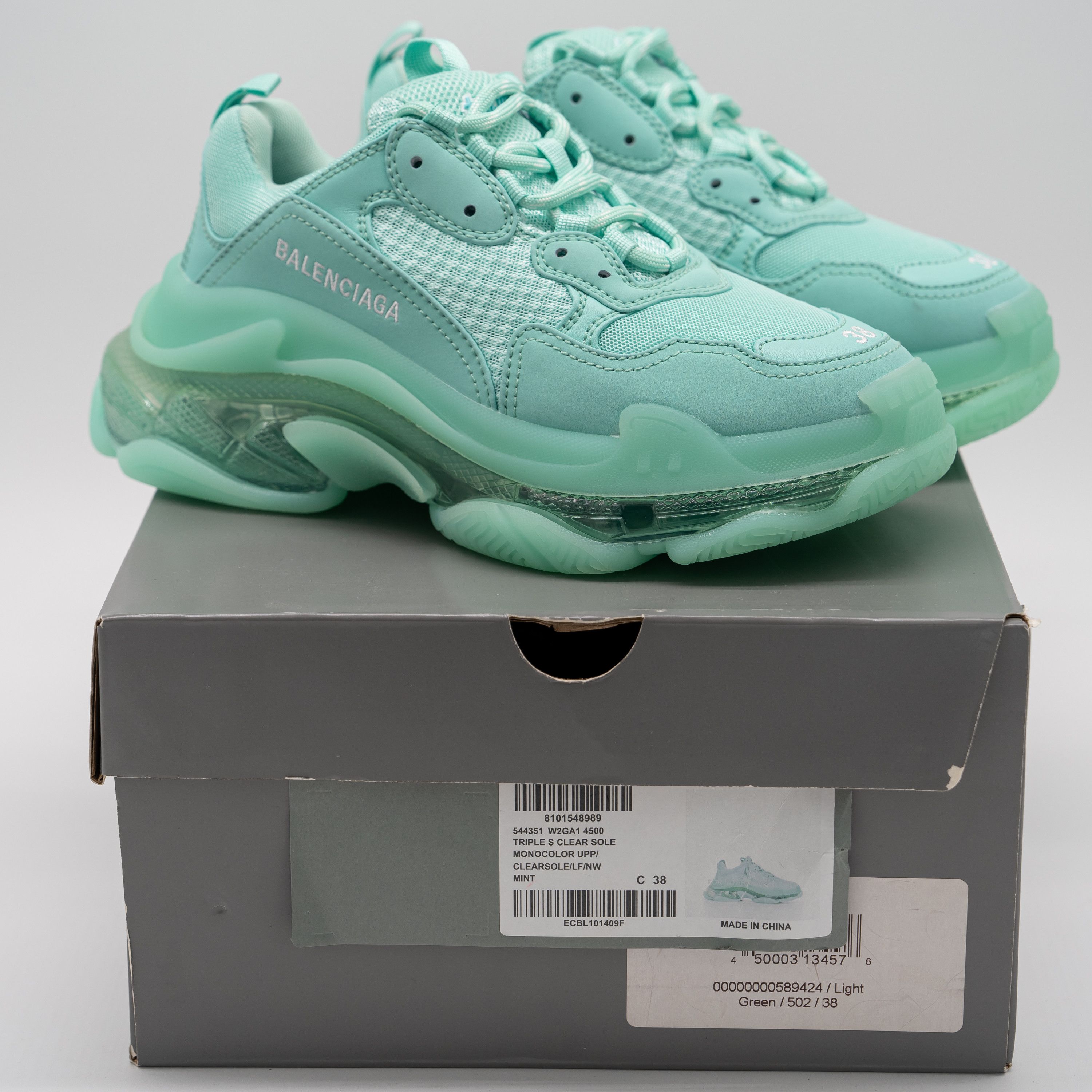Balenciaga 38 EU / 8 US Balenciaga Triple S Sneakers Mint Green Size US 8 / IT 38 - 11 Thumbnail