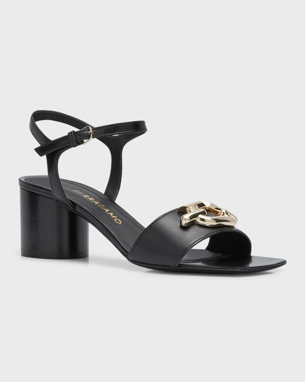 Salvatore Ferragamo o1s1rm0724 Priscilla Leather Sandals in Black Size US 9.5 / IT 39.5 - 1 Thumbnail
