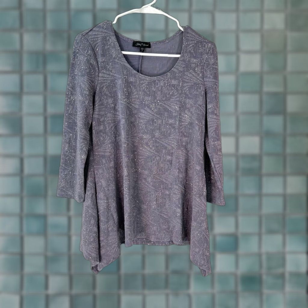 J Brand Slinky Brand Womens Blouse Tunic Shirt Round Neck Purple Long Sleeve Size S Everyday Casual Top Size S / US 4 / IT 40 - 1 Thumbnail