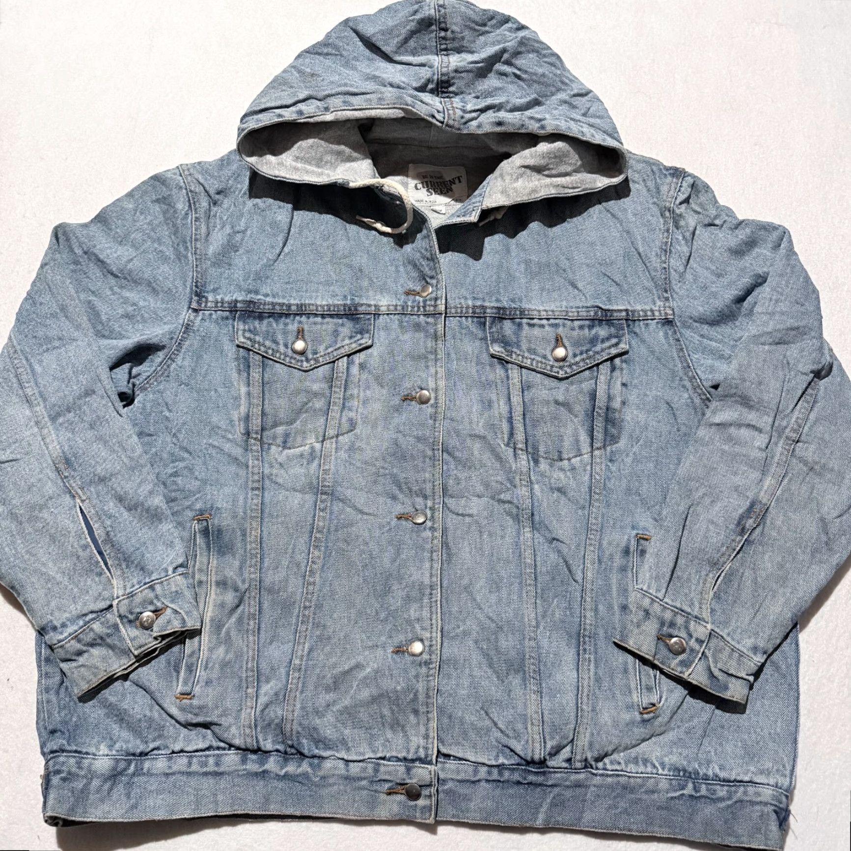 Vintage Vintage Current Seen Trucker Jacket Women's Blue Light Wash Denim Hooded - 22W Size 3XL / US 20-22 - 2 Thumbnail