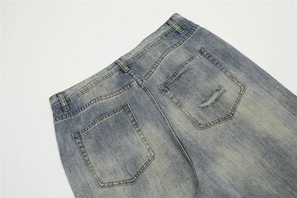 Japanese Brand Rei Distressed men's punk ripped straight-leg raw-edge jeans Size US 32 / EU 48 - 6 Thumbnail