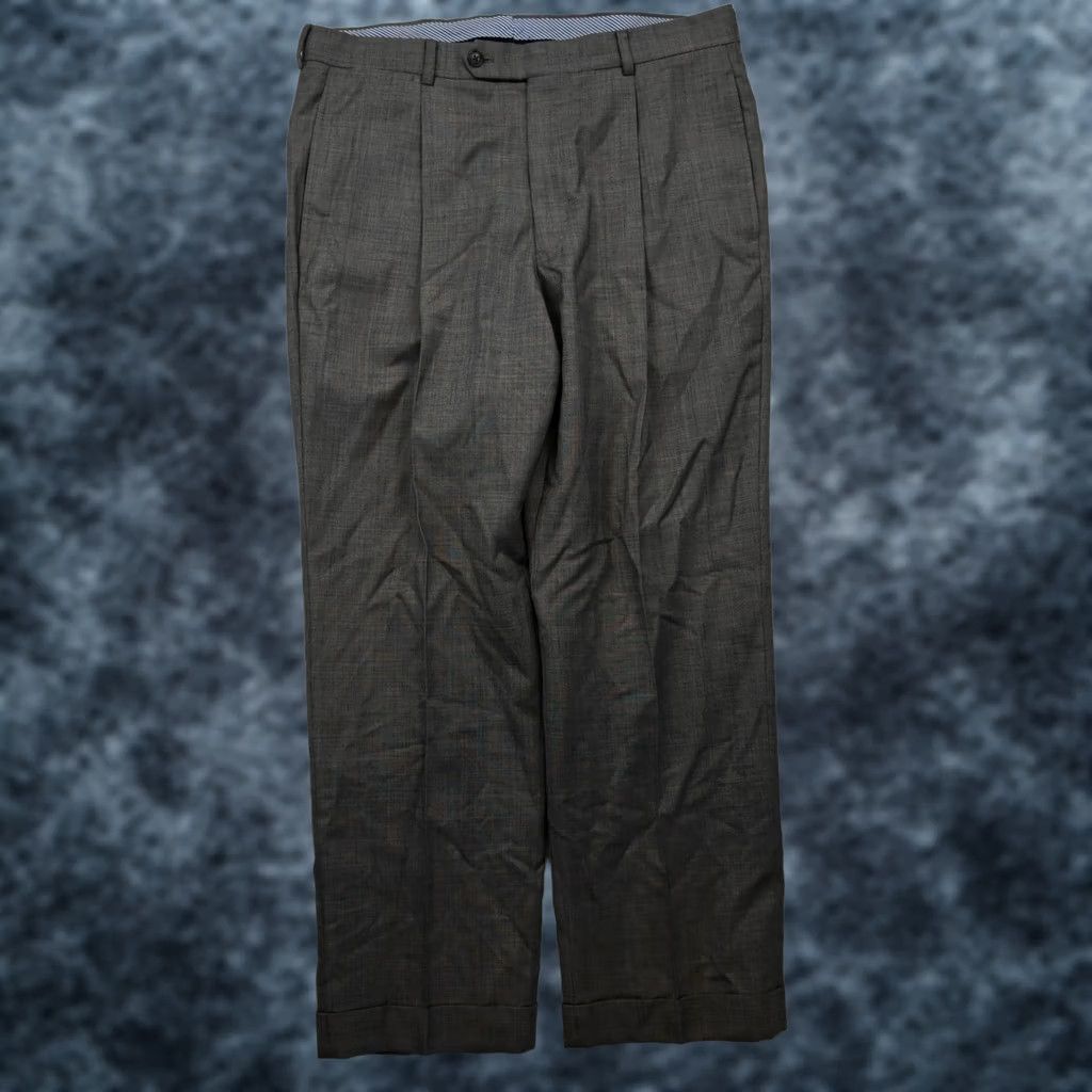 Tommy Hilfiger Pants Mens 32x28 Gray Sharkskin Wool Pleated Cuffed Classic Dress, Men's