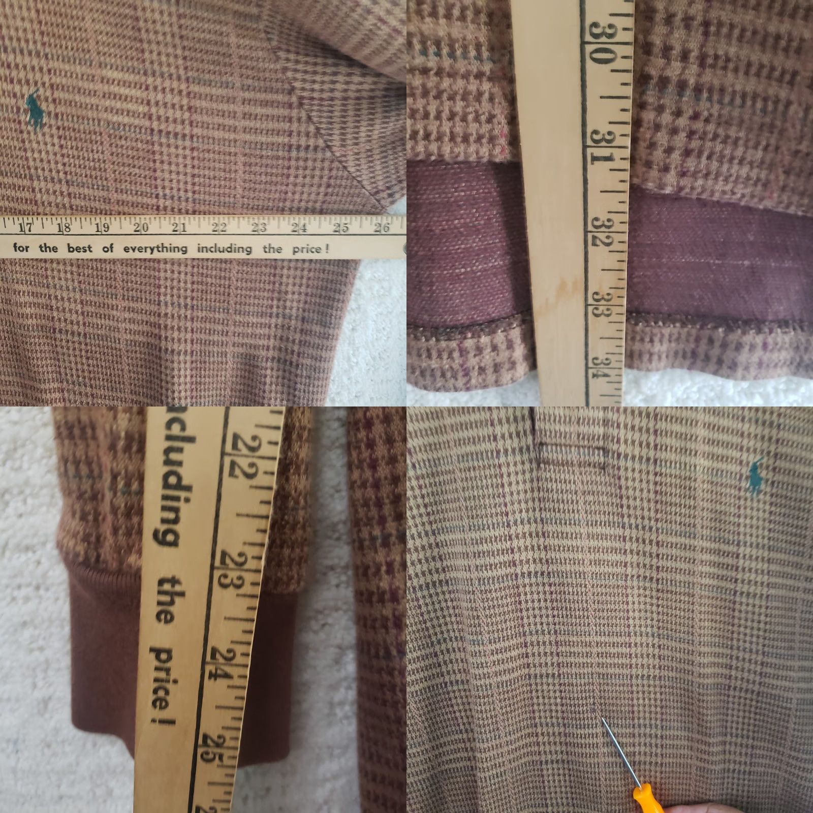 Polo Ralph Lauren VINTAGE Polo Ralph Lauren Men XL Brown Plaid Long Sleeve Sweater Shirt Cotton 3-Button Pullover Size US XL / EU 56 / 4 - 9 Thumbnail