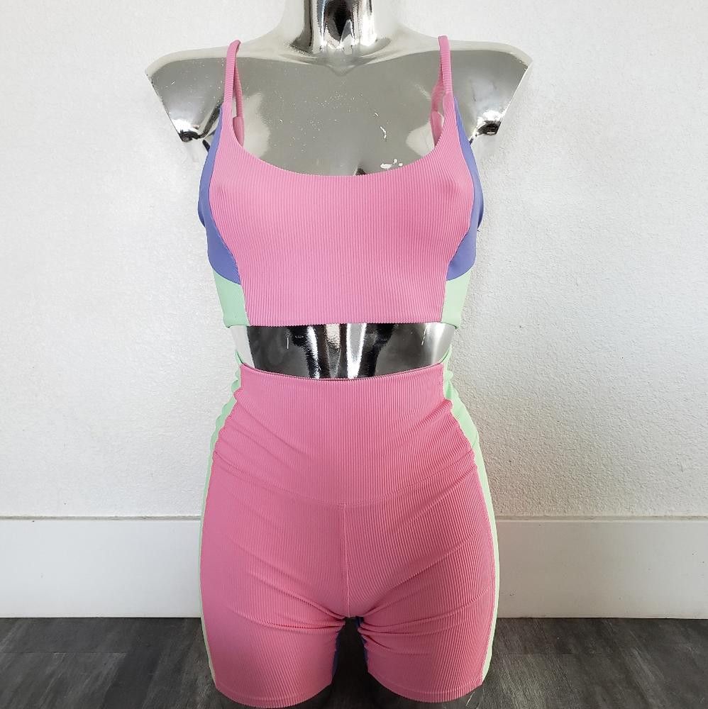 Designer Sherbert | Beach Riot | Pastel Colorblock Activewear Set Size 28" / US 6 / IT 42 - 1 Thumbnail