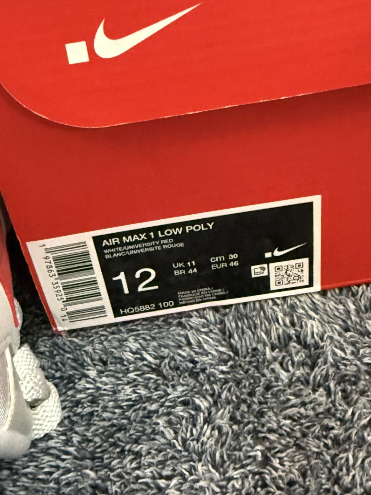 Nike Nike Air Max 1 Low Poly Red .Swoosh Brand New Size US 12 / EU 45 - 11 Thumbnail