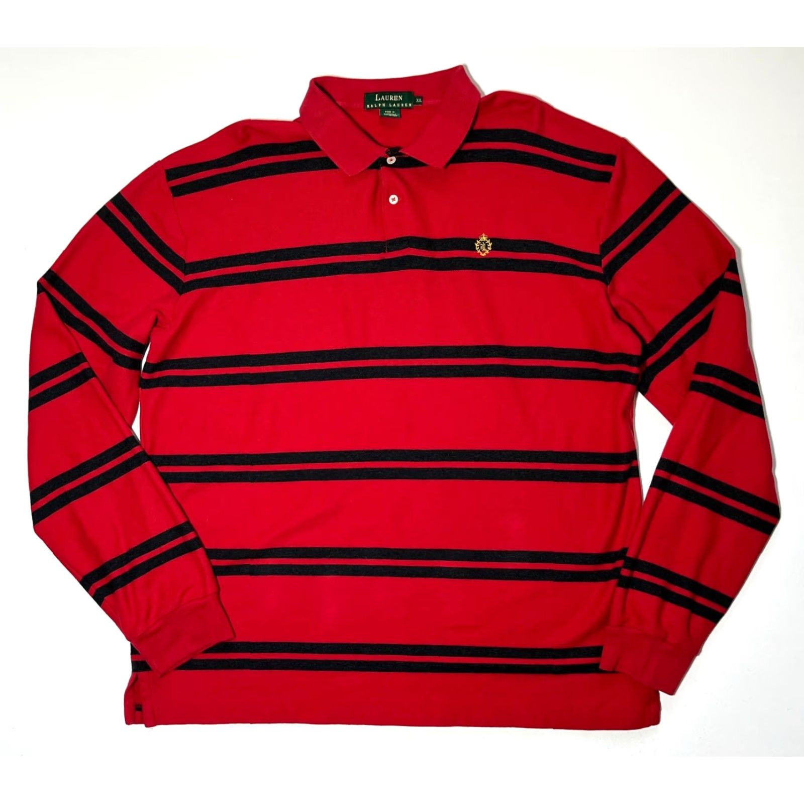 Vintage VINTAGE Lauren Ralph Lauren Men’s Long Sleeve Polo Rugby Shirt Red Striped XL Polo Size US XL / EU 56 / 4 - 3 Thumbnail