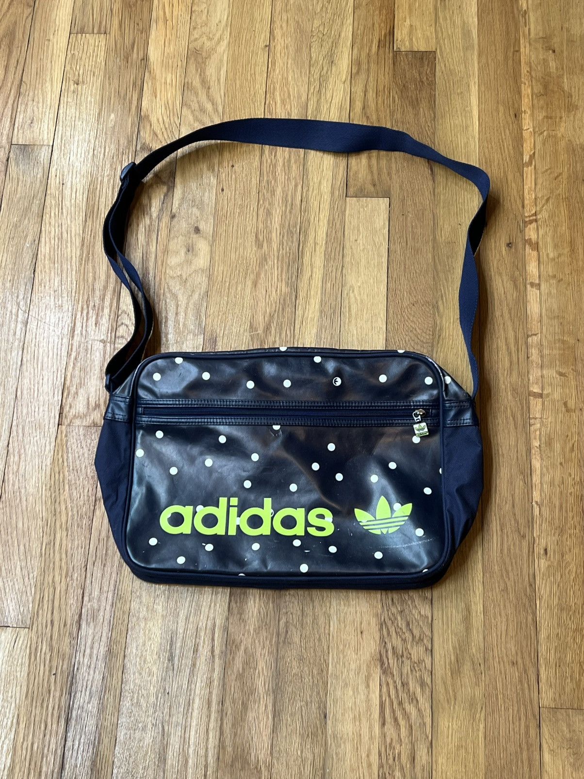 Adidas Adidas Navy Blue Yellow Polka Dot Sample Messenger Bag Size ONE SIZE - 8 Thumbnail